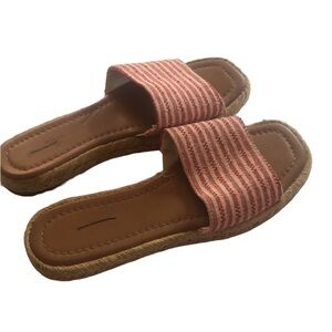 Woman’s red white striped Espadrille spring slip on sandals